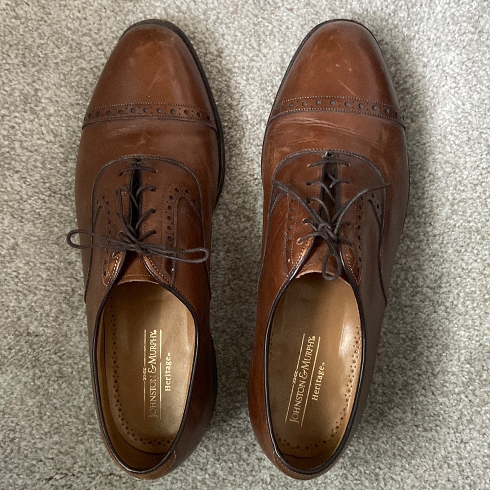 Johnston & Murphy Heritage Men’s Brown Leather Oxfords - 9.5